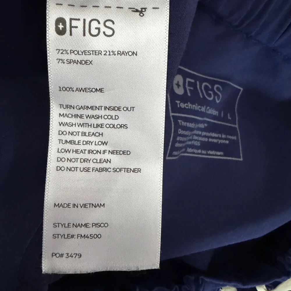 FIGS Pisco Scrub Pants Mens Large Navy Blue FM4500 Drawstring Straight Leg